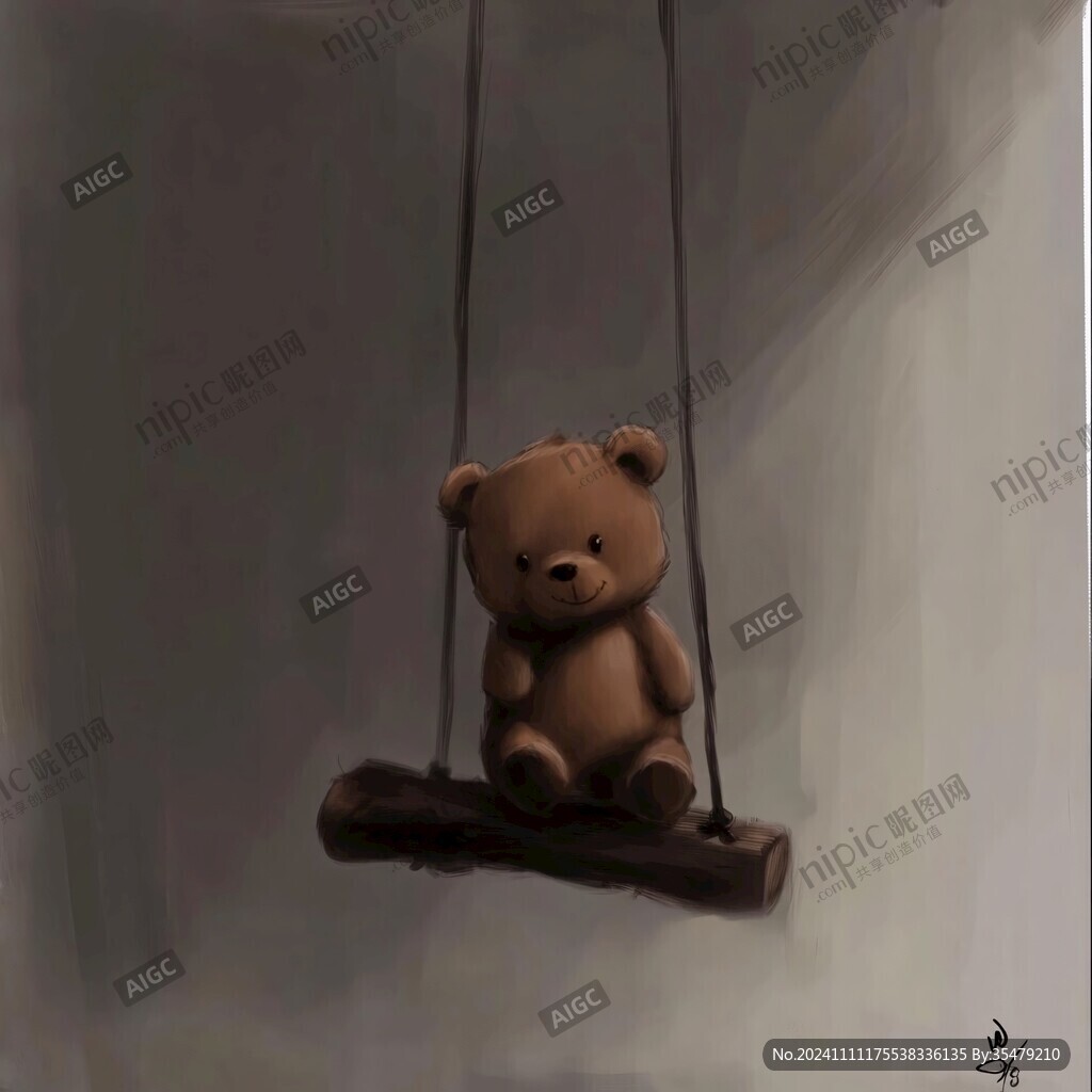 孤独伤心的小熊玩偶
