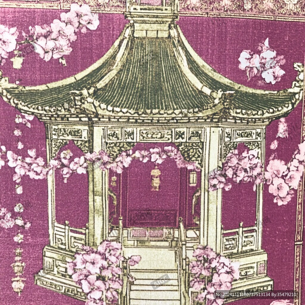 粉红色描金库绢斗方