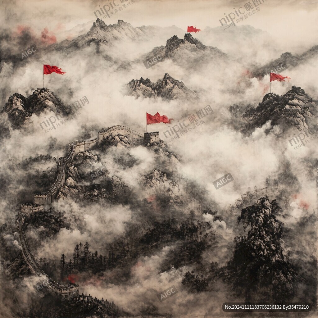 宽幅国画长城