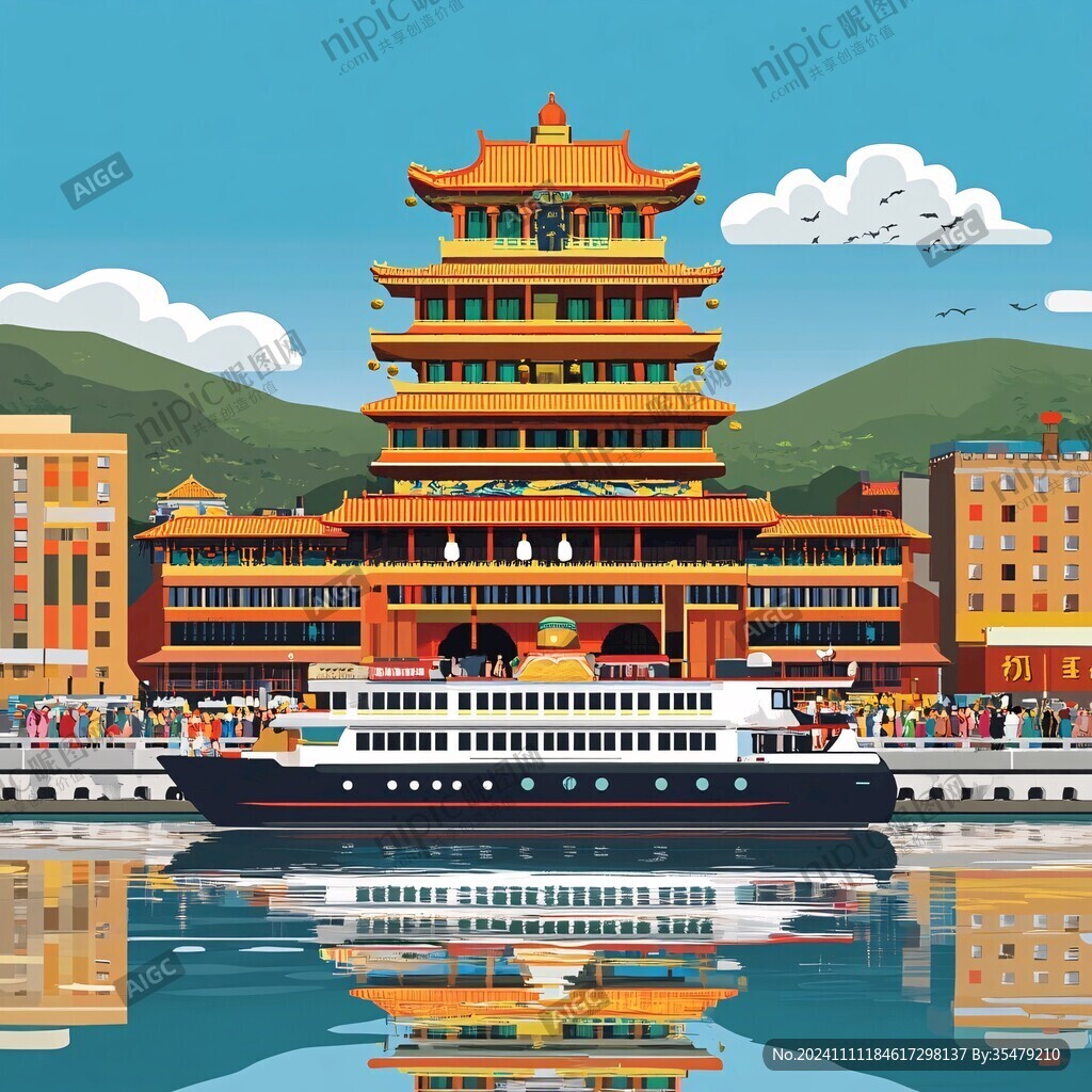 民族自治区城市插画