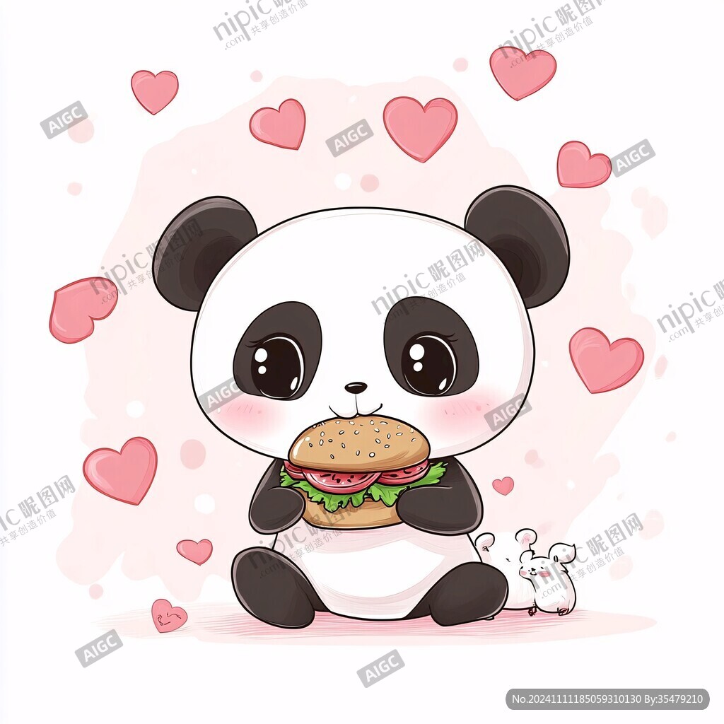 大熊猫美食插画