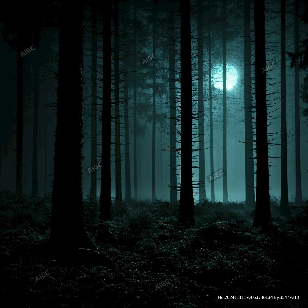月色夜色梦幻森林背景
