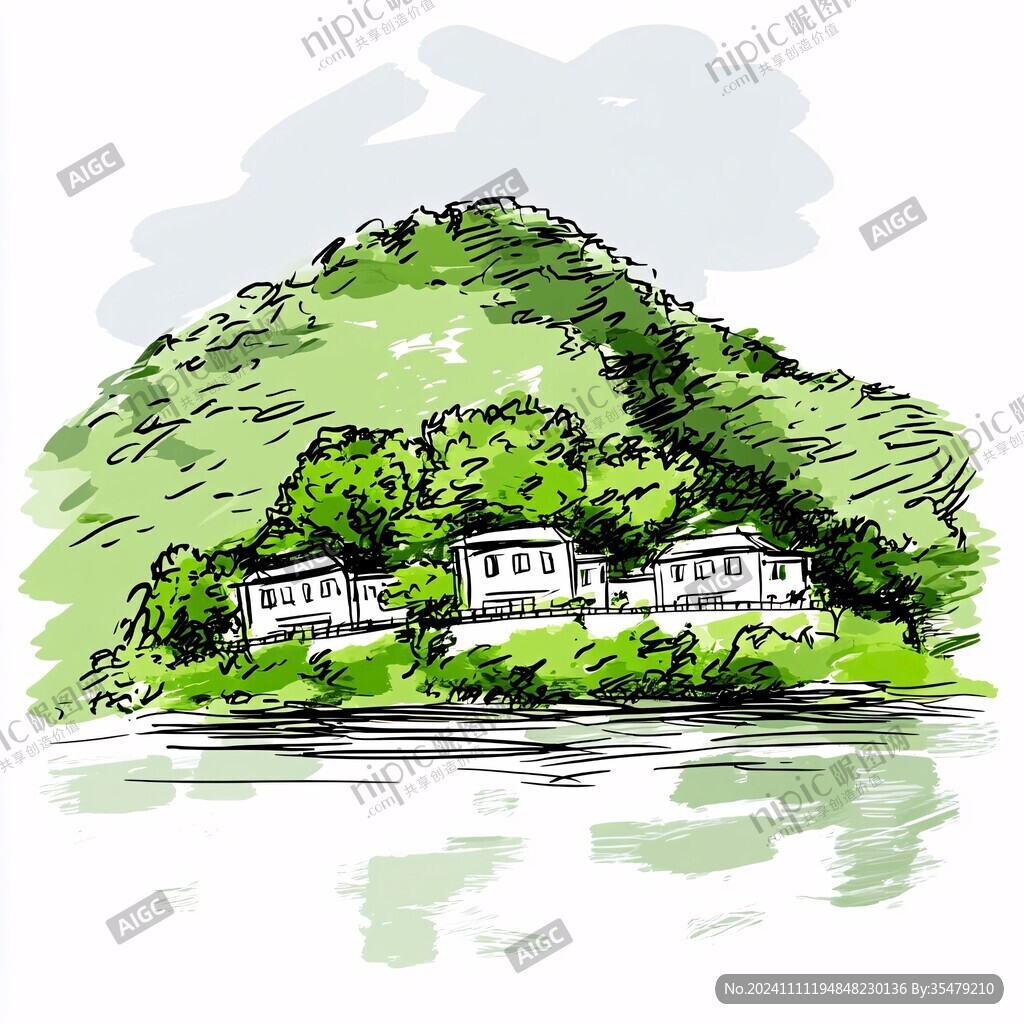 山村民居插画