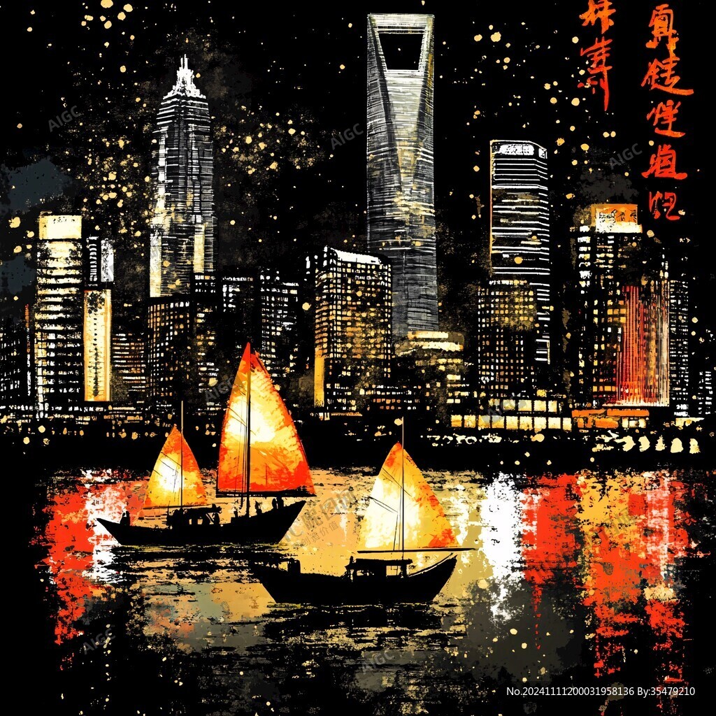 北上广深印象金色手绘