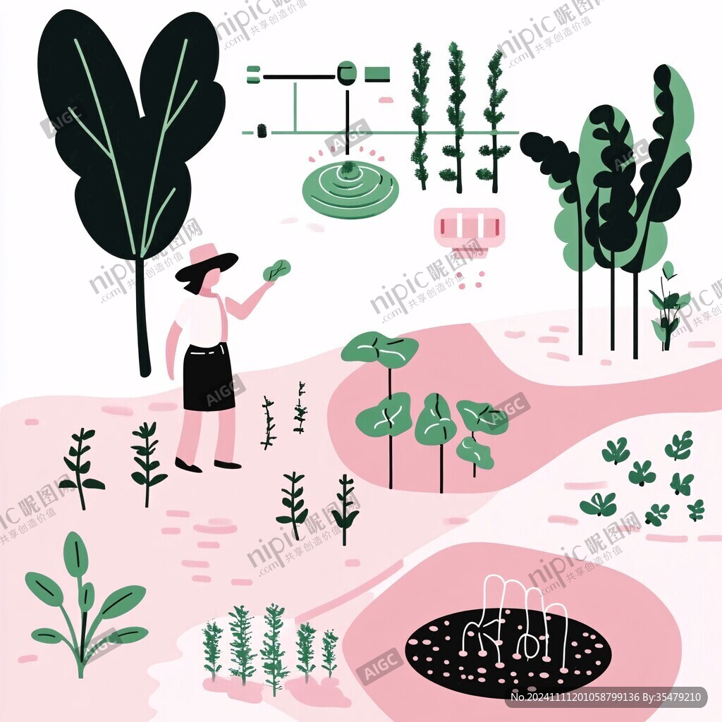 挖菜插画