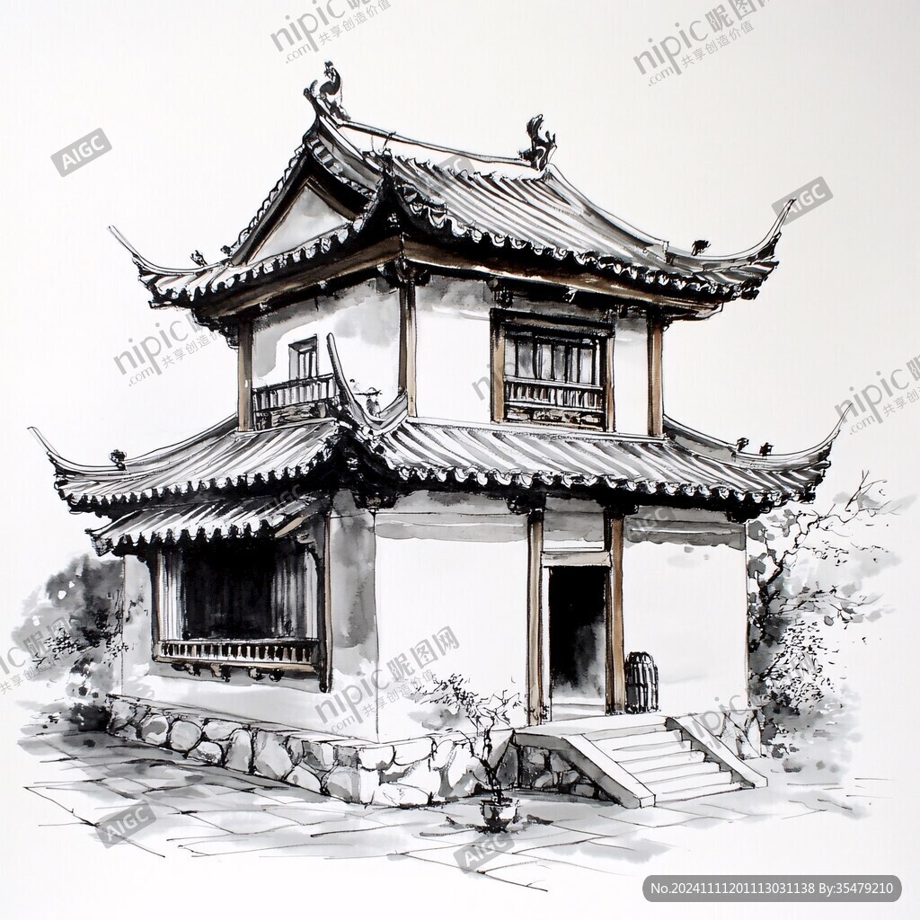马克笔效果图古建筑