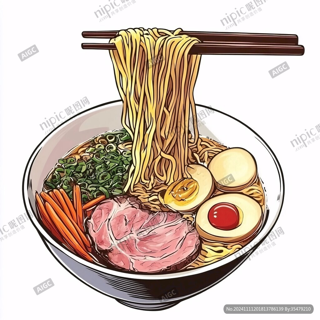 卡通面条插画