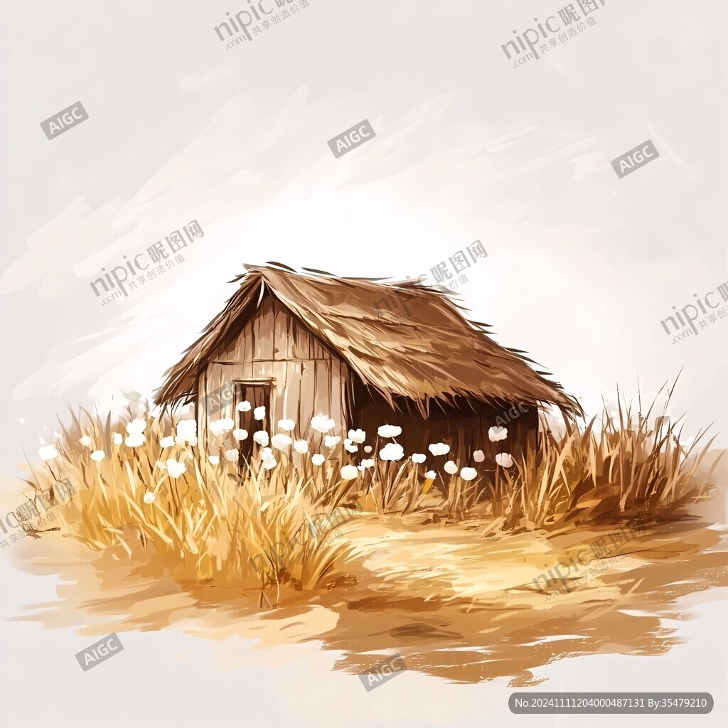 茅草屋插画