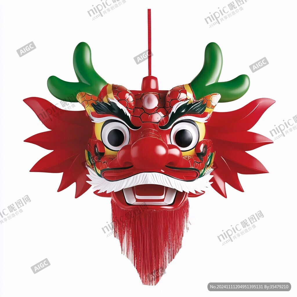手绘醒狮头舞狮