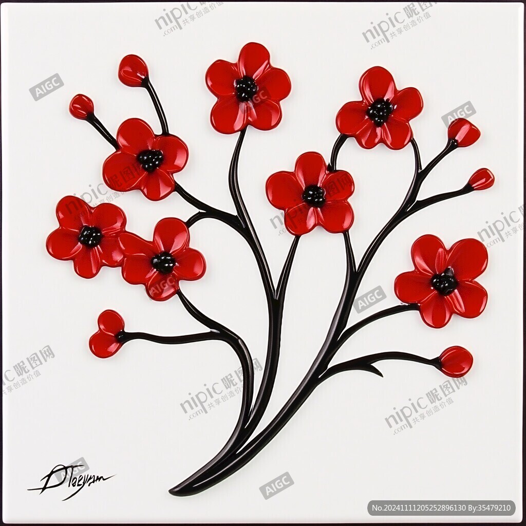 小红花墙画