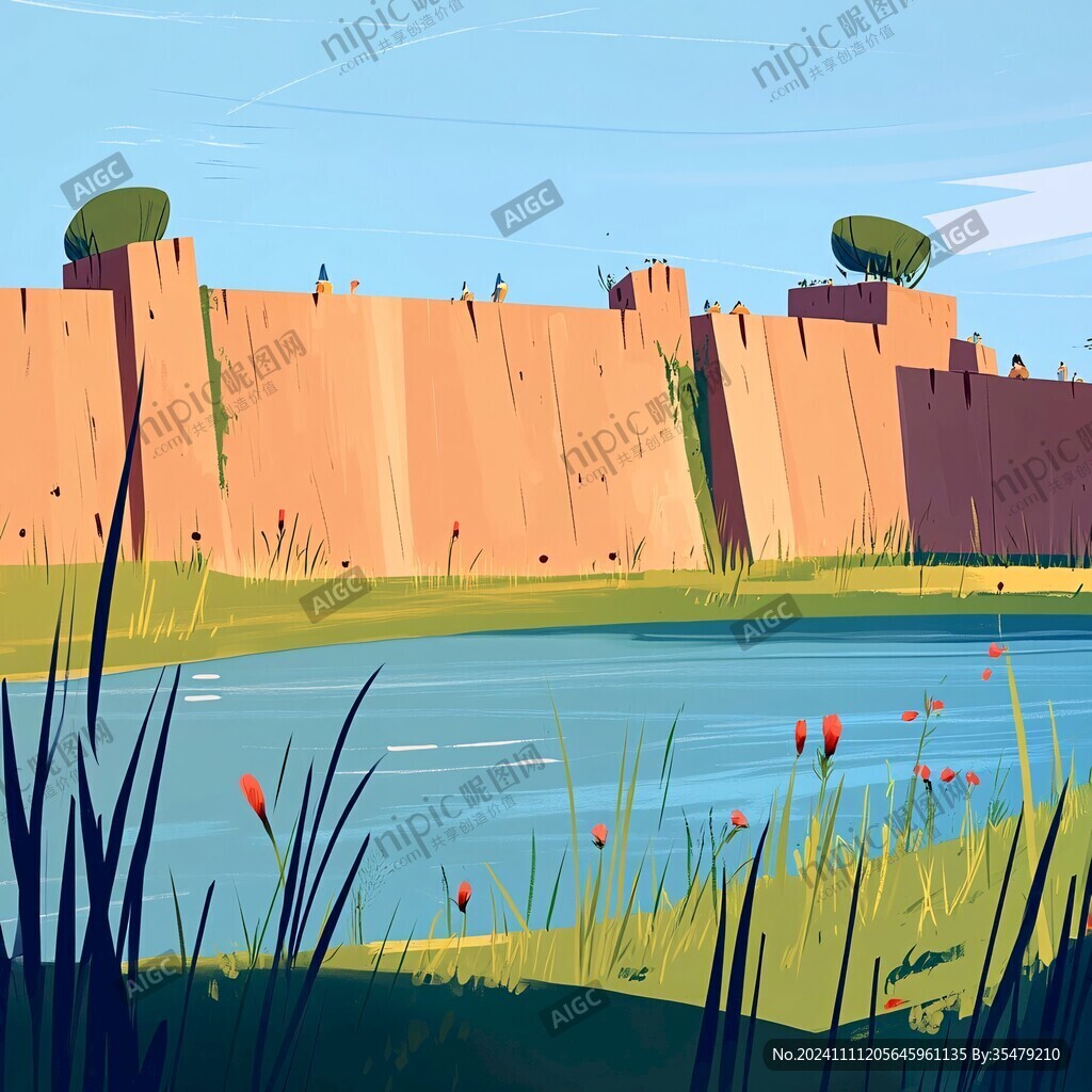 王家坝闸插画