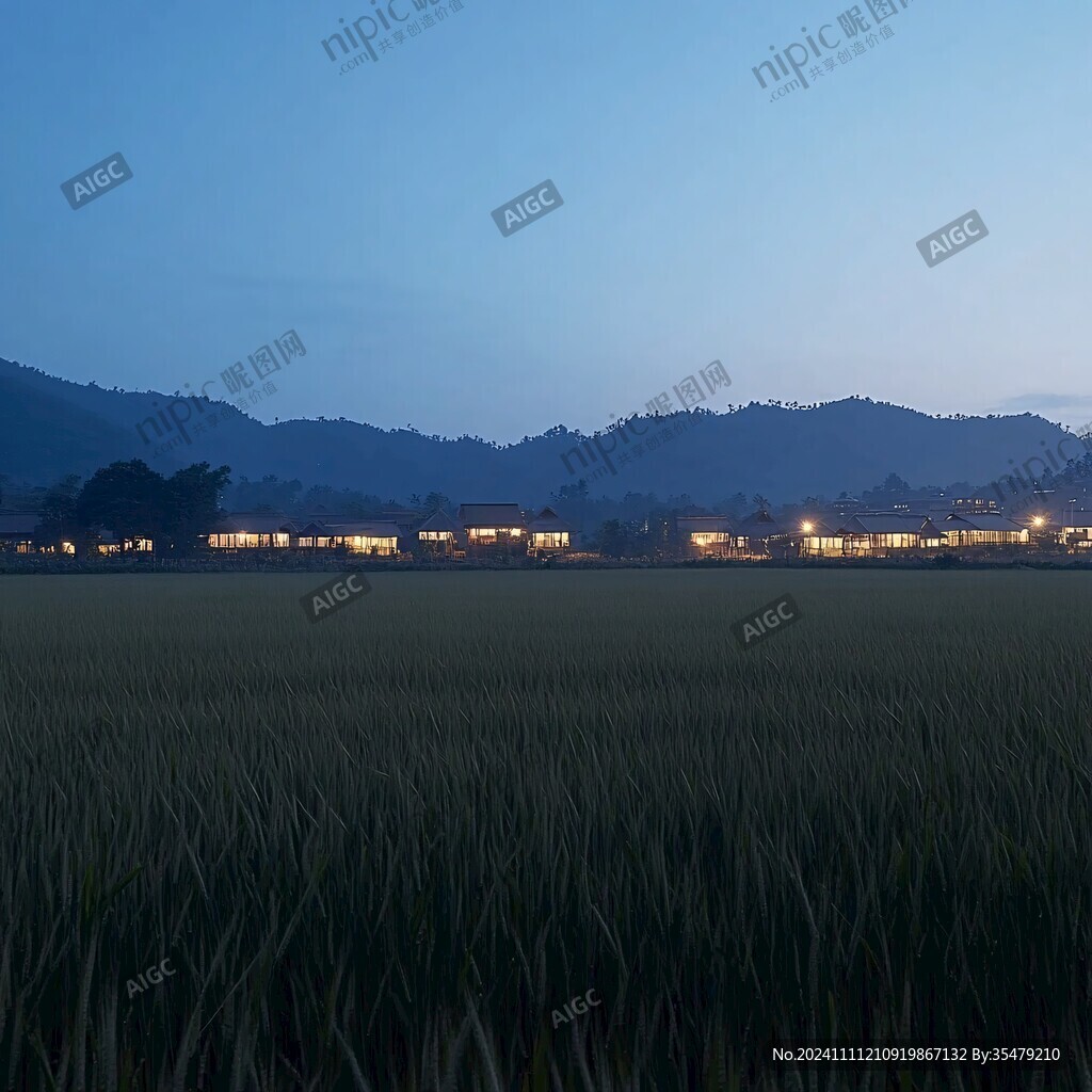 稻田夜色