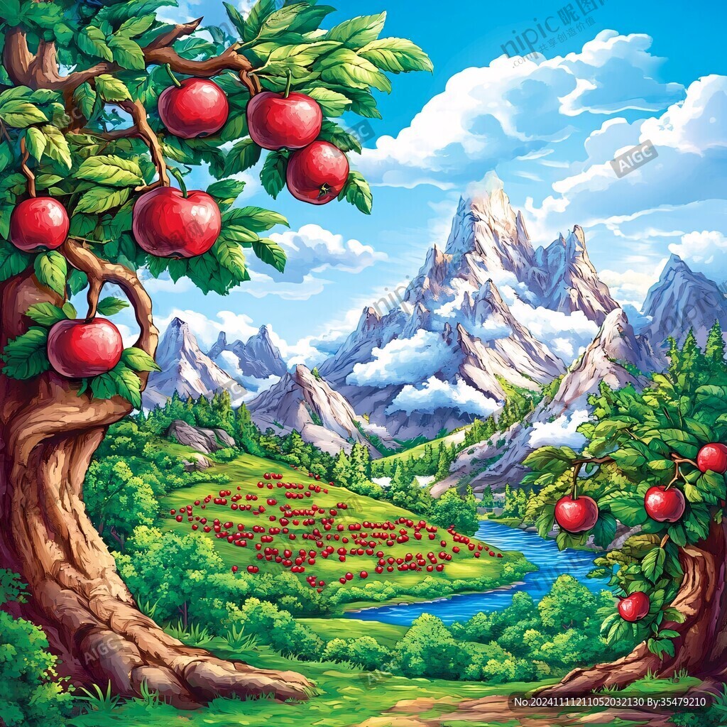 苹果园插画