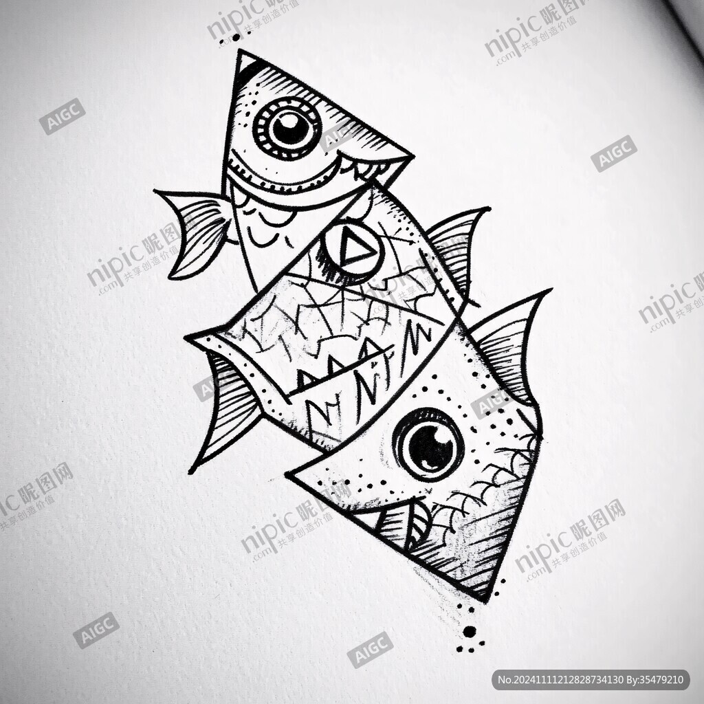 线描小鱼
