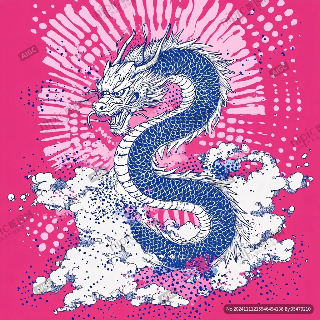 龙国潮印花图案