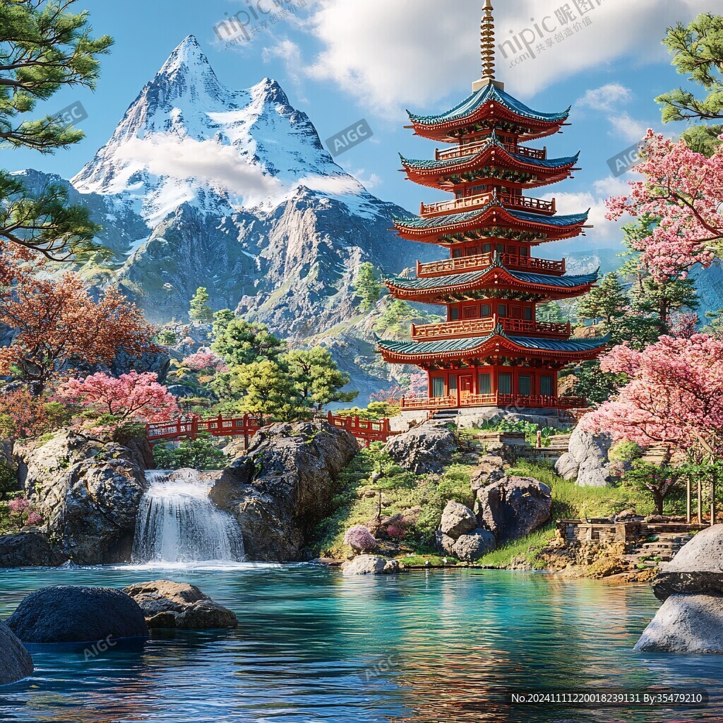 禅意禅境河流湖泊山峰