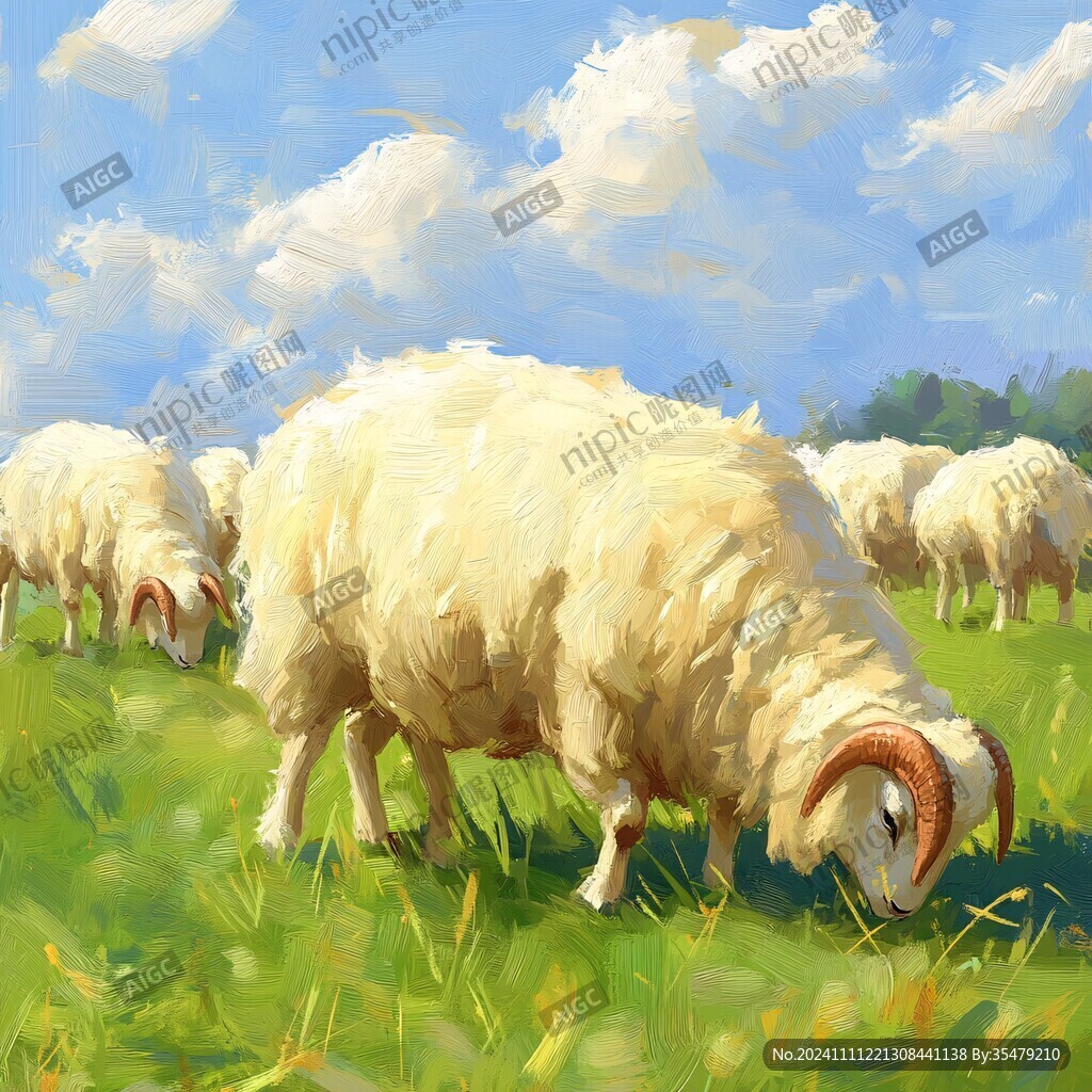 草原绵羊插画