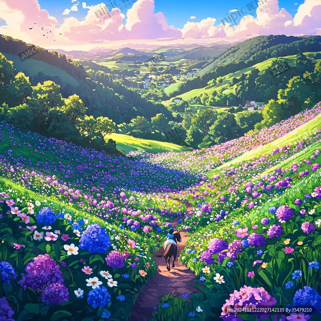 唯美花田场景