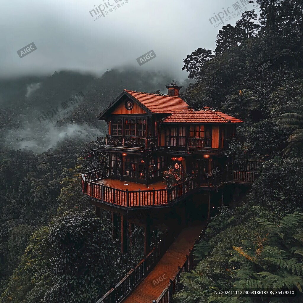 大山里的度假村树屋