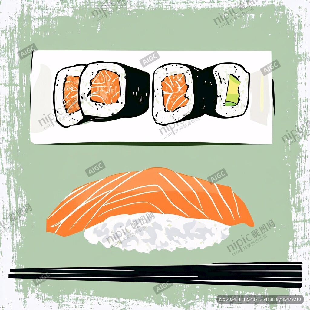 三文鱼寿司寿司插画