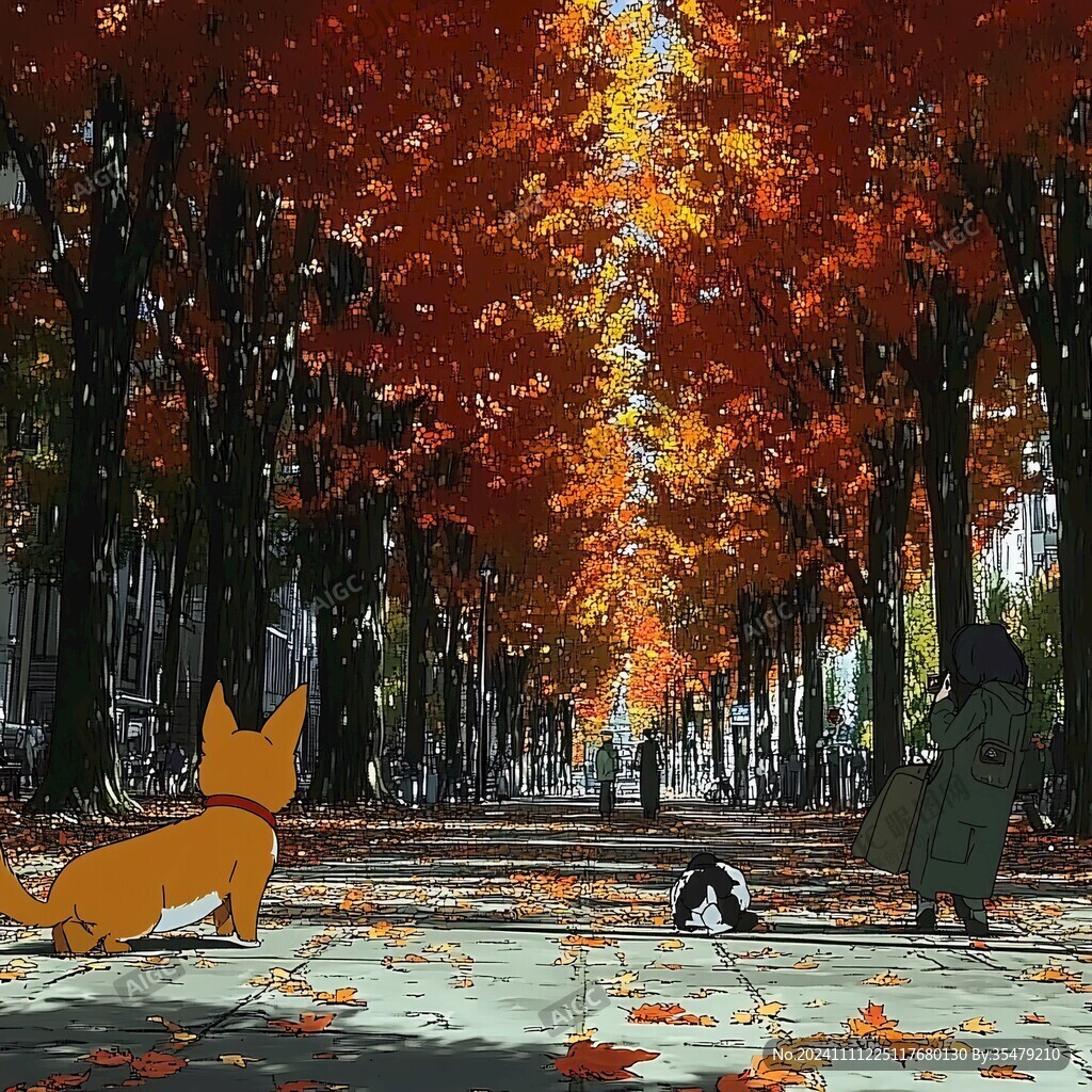 银杏树下的猫