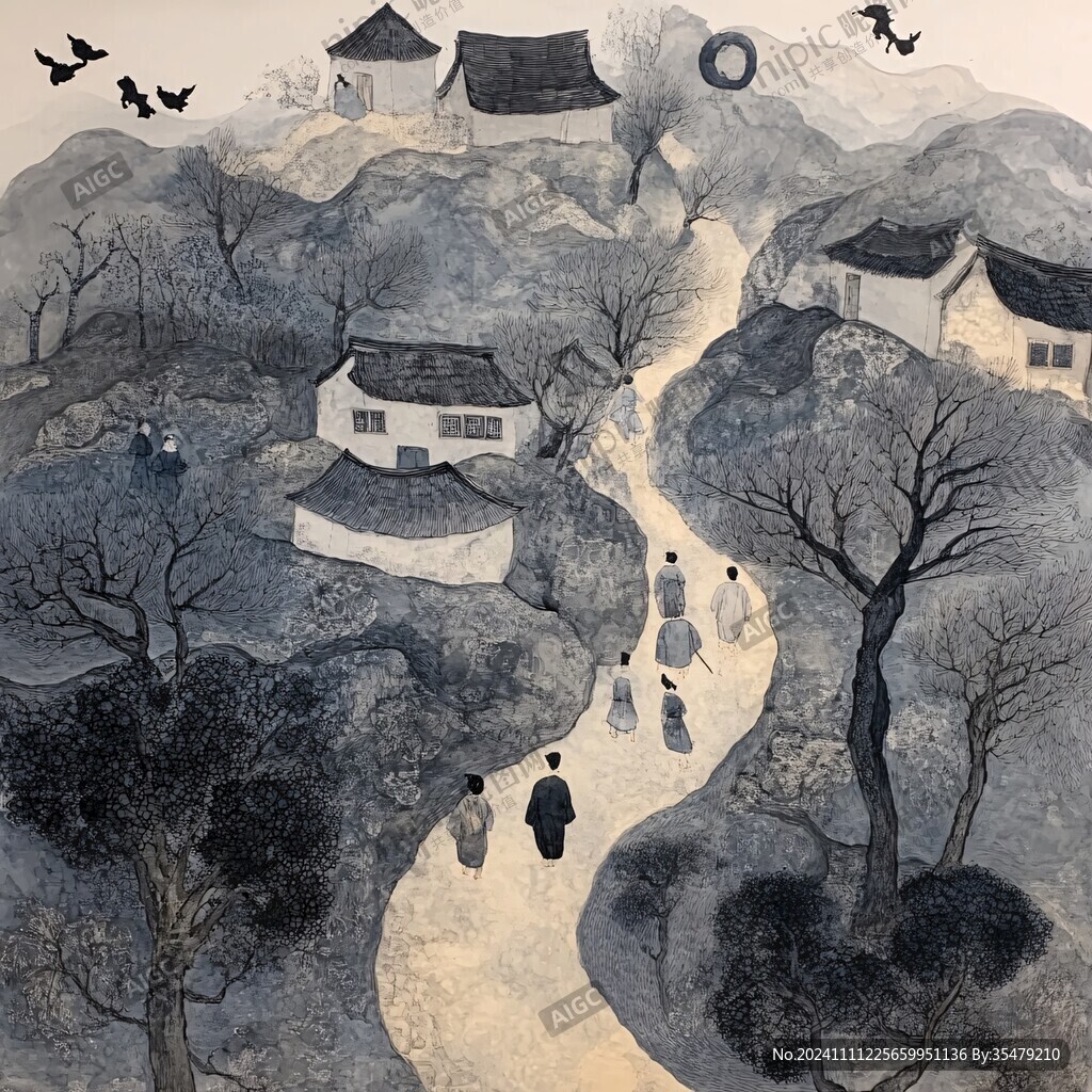 金陵小镇插画