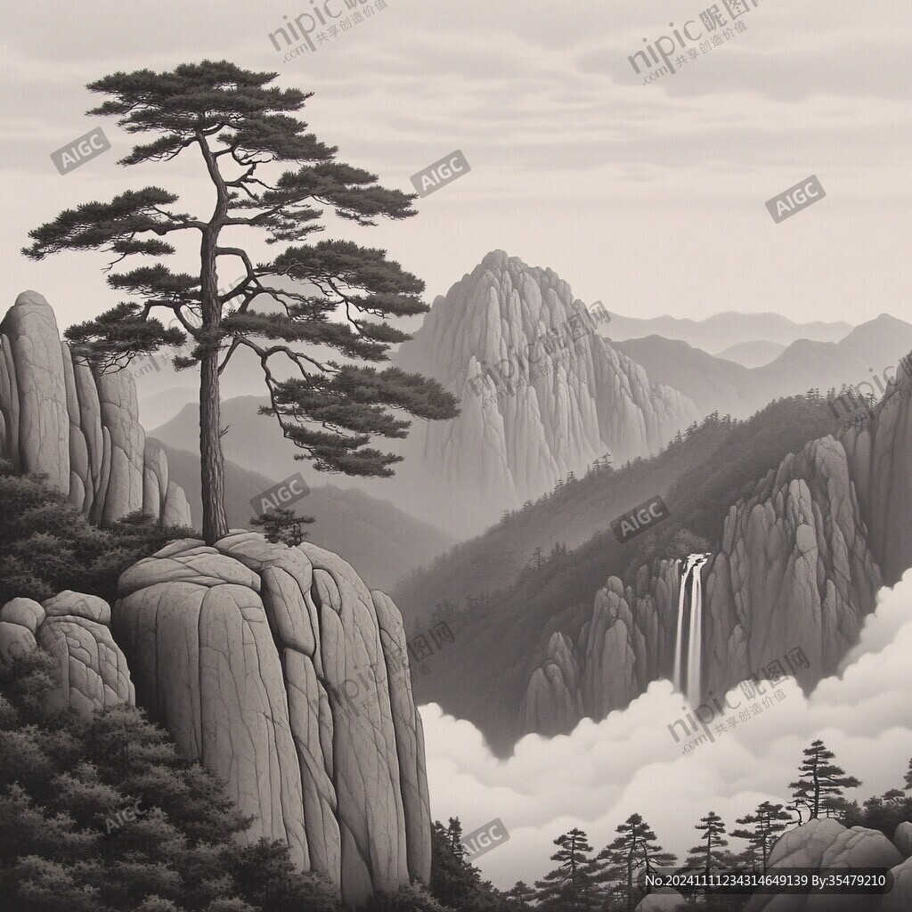 鼠绘迎客松