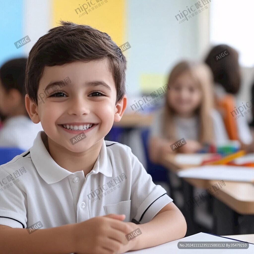 教室里的小男孩