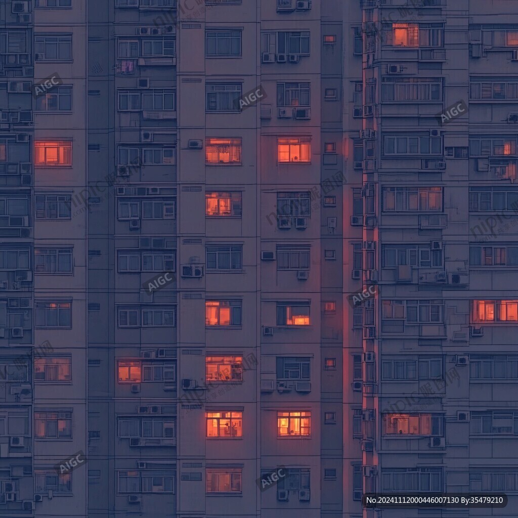 夜幕下的居民楼