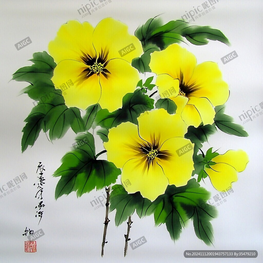 金莲花手绘