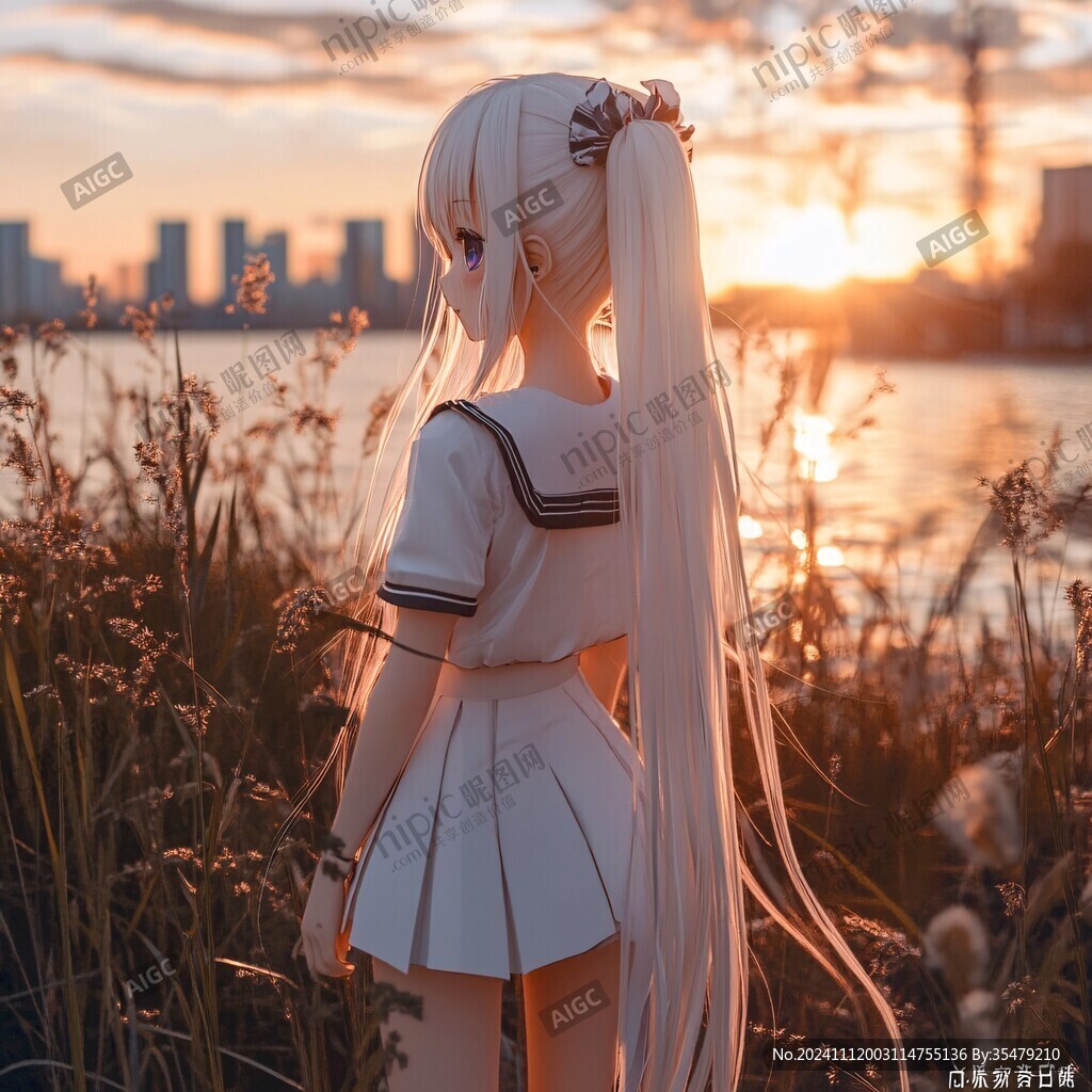 黄昏下的少女