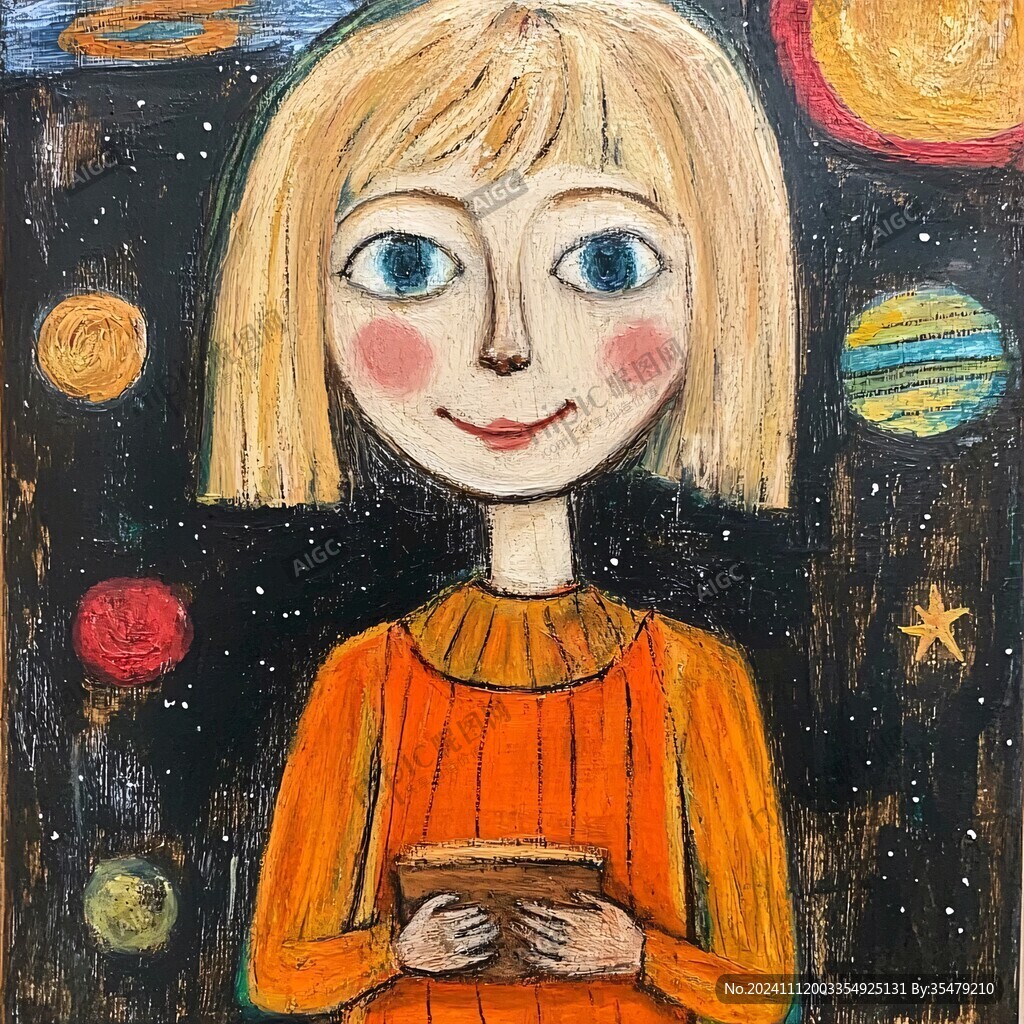 许愿少女绘画