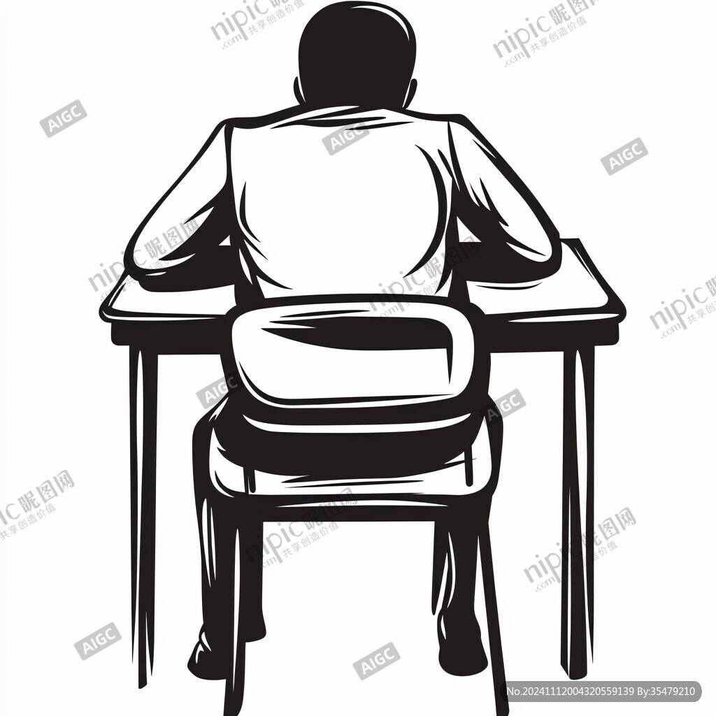 学生背影手绘