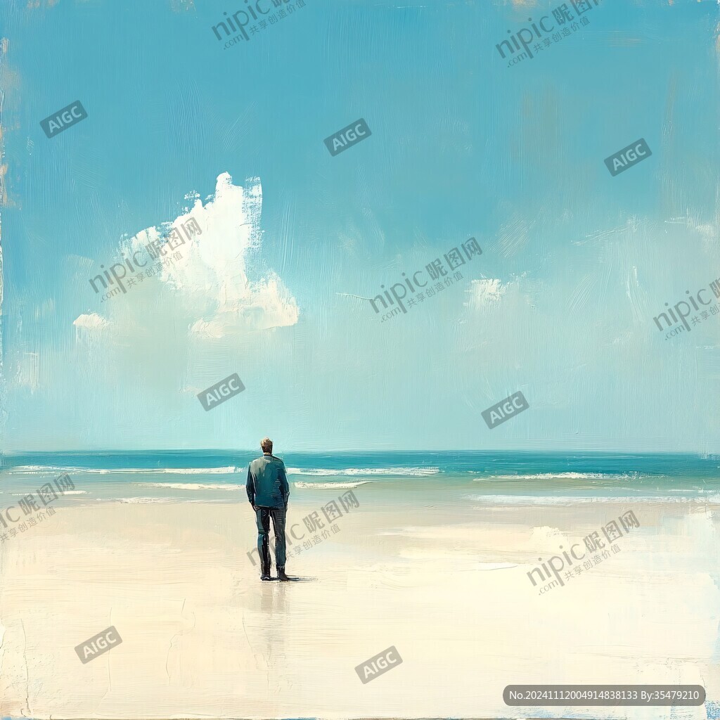 老人海边风景