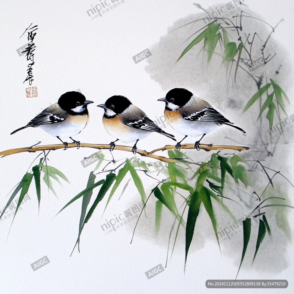 竹鸟晶瓷画