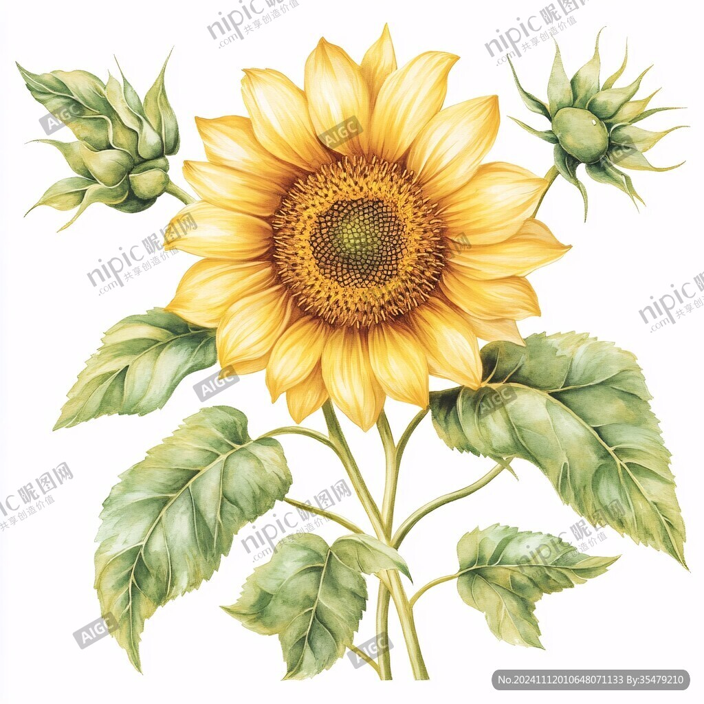 高清手绘太阳花向日葵