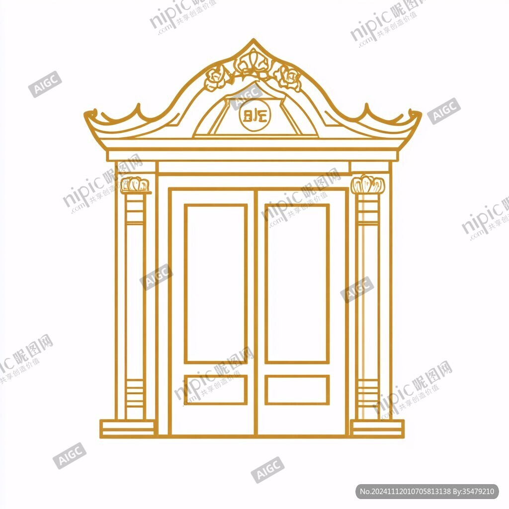 会所大门线描图