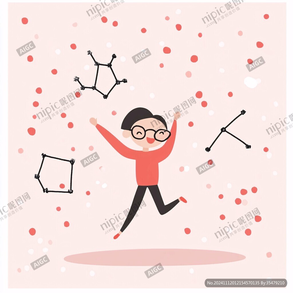 手绘梦幻快乐男生插图