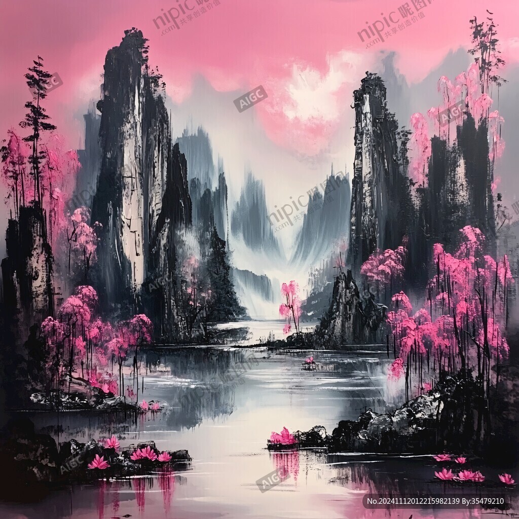 山水风景彩绘