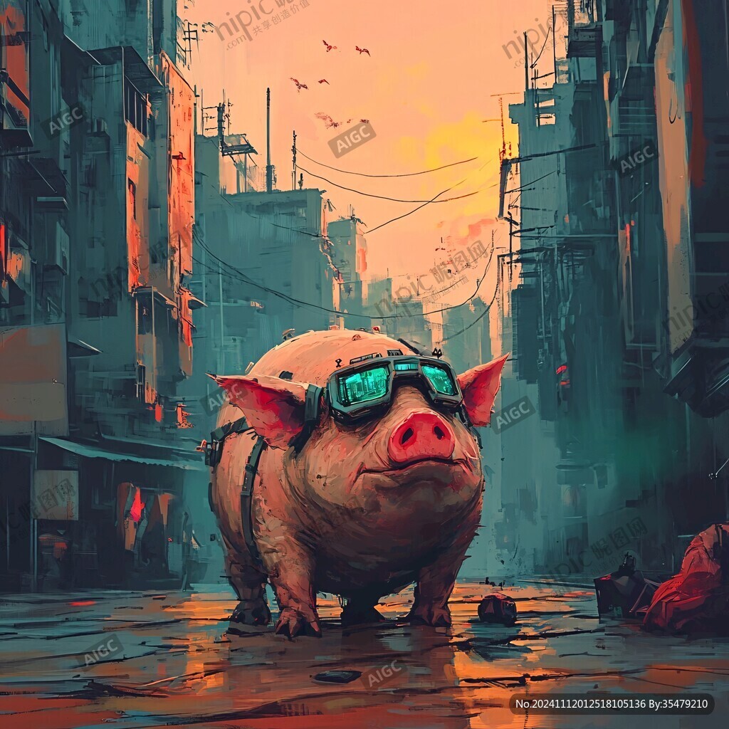 噪点猪插画