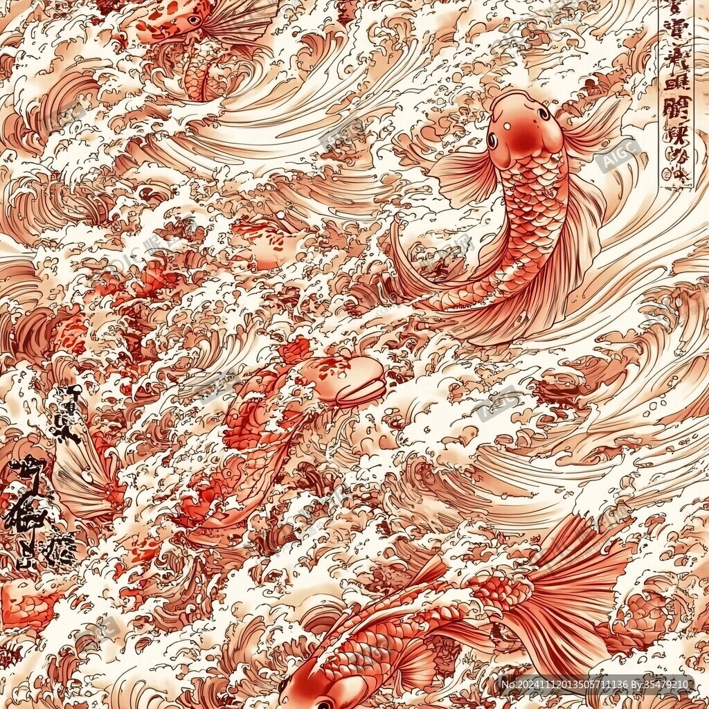 日式海浪鲤鱼