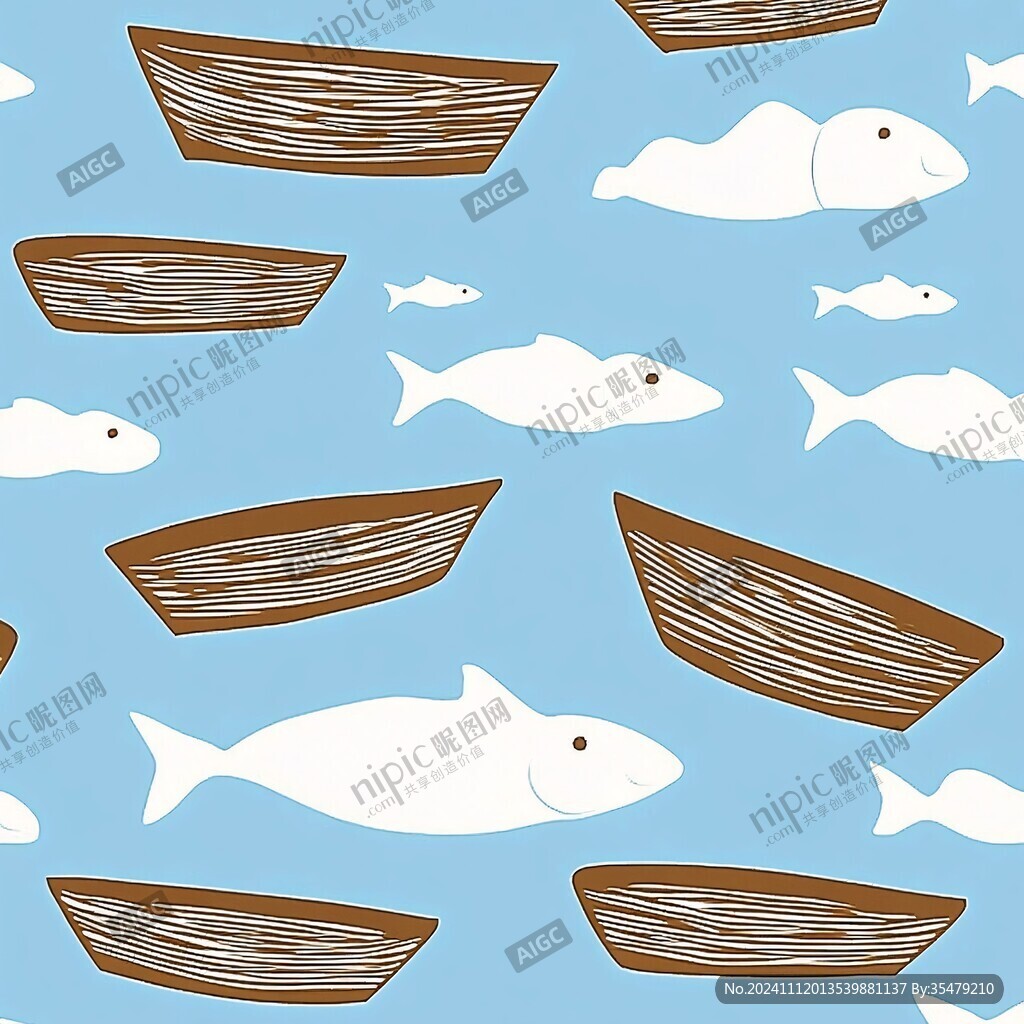 儿童场景海船图案