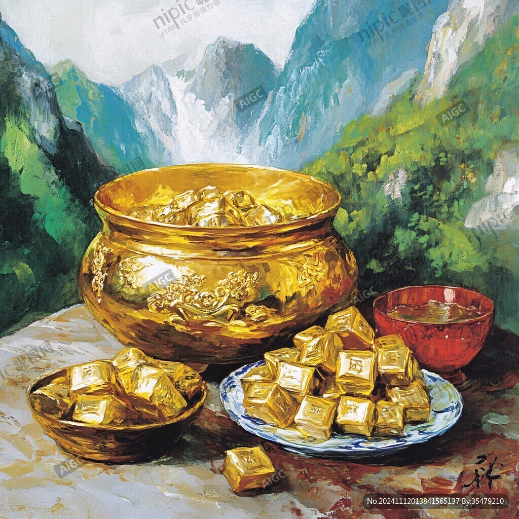 山水画金元宝
