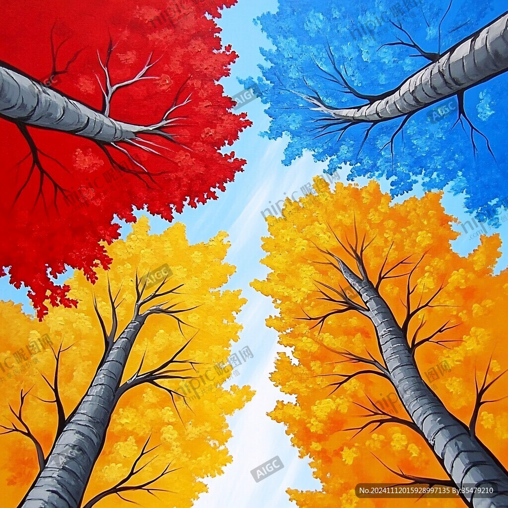 手绘枫叶林