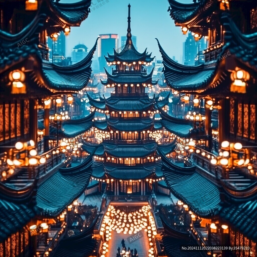 夜景豫园