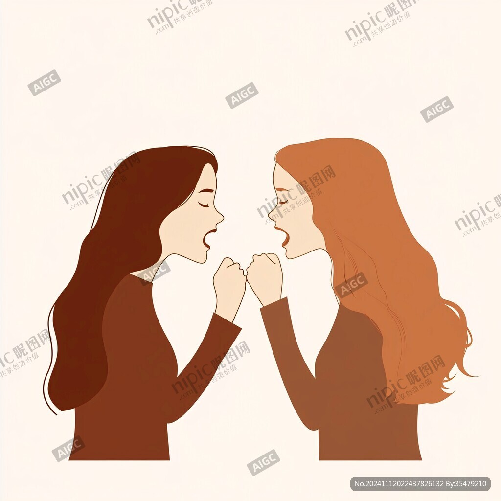 扁平风插画闺蜜女孩