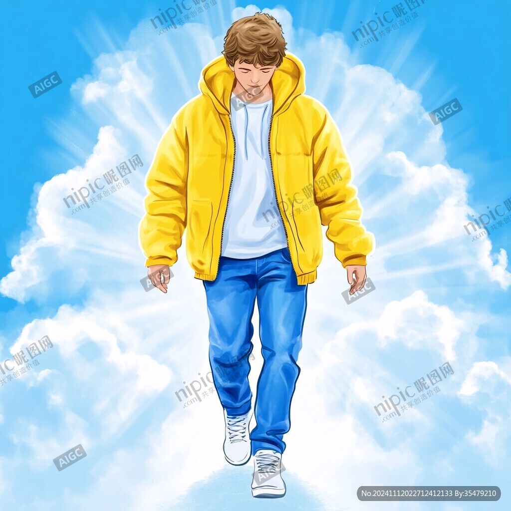 穿黄色雨衣的男孩