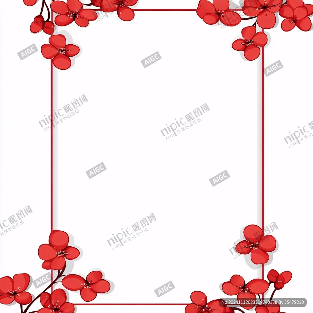 红色梅花边框纹理