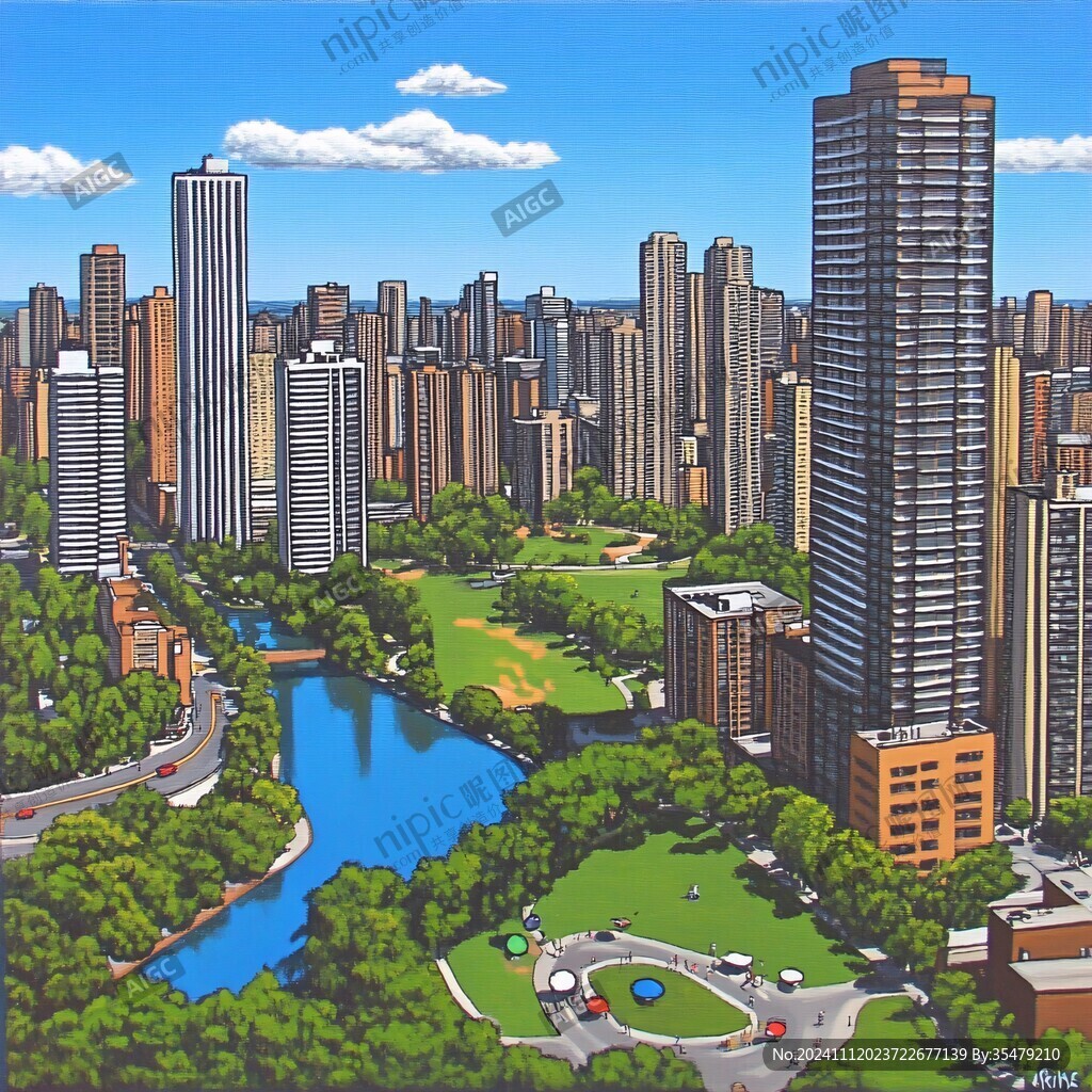 现代城市画