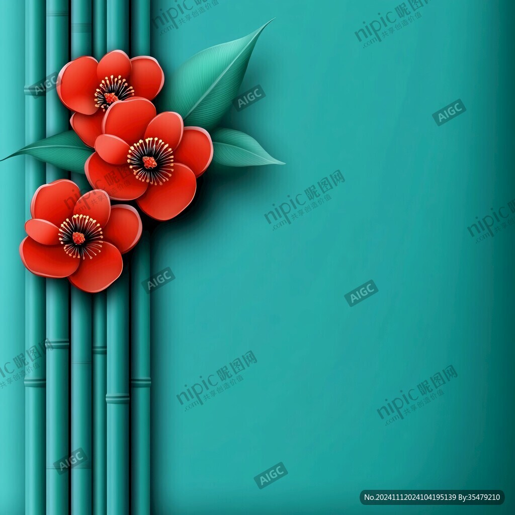 简红大气花朵